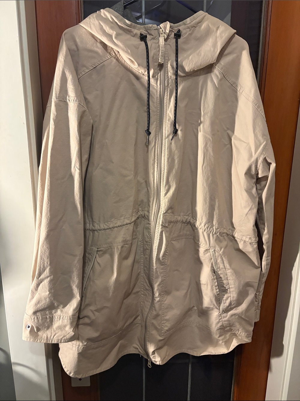 Columbia Beige Hooded Zip-Up Trench Coat